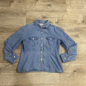 Cottage Denim Western Light Blue Button Down Shirt size 12